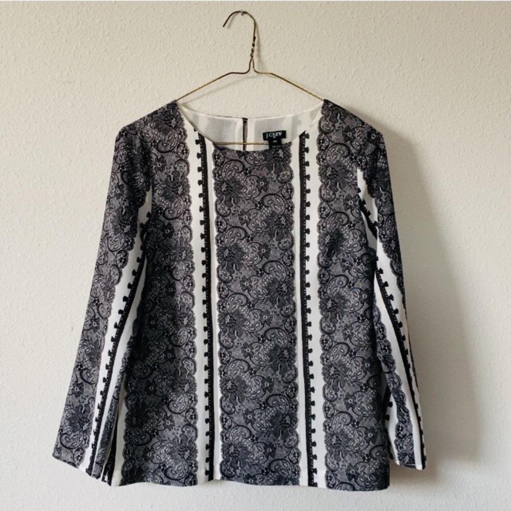 J Crew Long Sleeve Lace Blouse